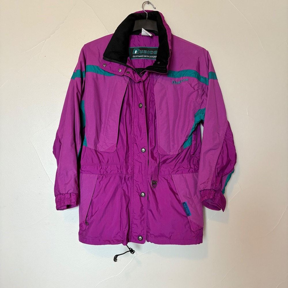 Rubicon Aquanot Vintage Purple Teal Womens Ski Snow Jacket Size L‎ Retro